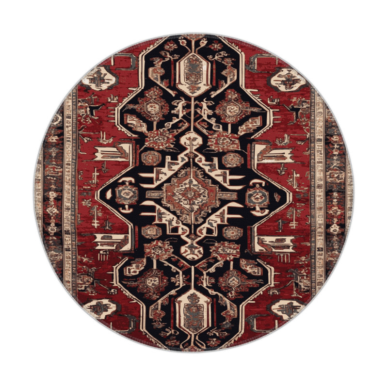 Tapis d'intérieur et d'extérieur brun Persian, Rond 5 pi