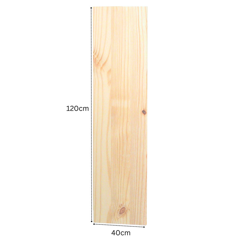 Chunky Laminated Shelf Board, 2.4cm Thick Pre-Sanded Pine Wood, 120cm x 40cm
