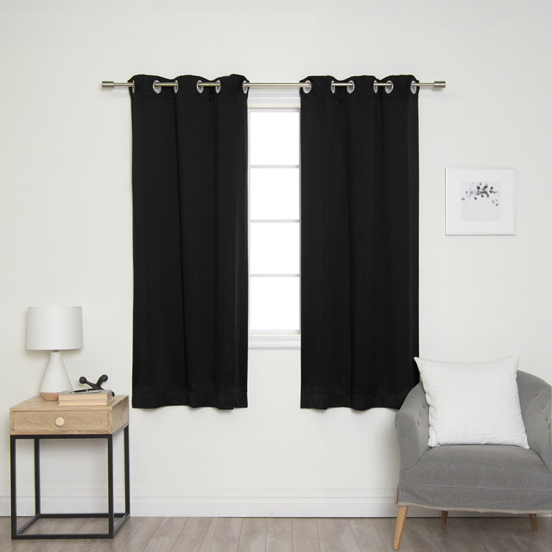 Lympsham Blackout Curtain Panel Pair, Black, 40" W x 63" L