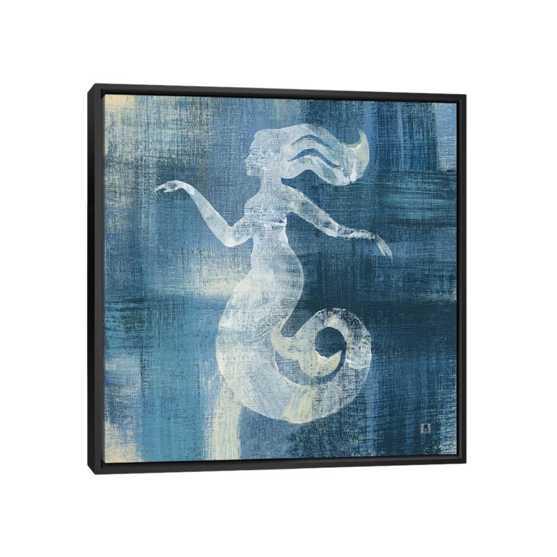 " Batik Seas IV " by Studio Mousseau, 18" H x 18" W x 1.5" D, Black Framed Canvas, No Mat