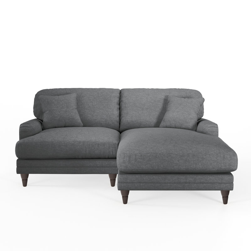 Elfur 3 Seater Sofa & Chaise, Charcoal, Burnished Beech, Right Hand Facing