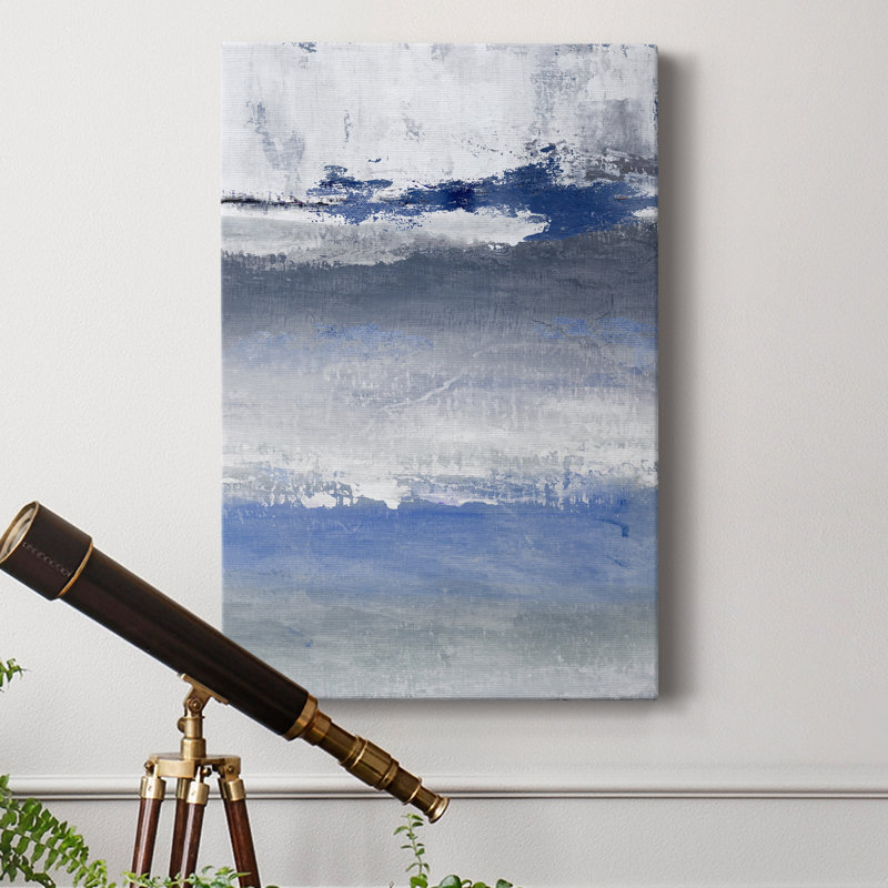 «Soft Solace Indigo», peinture sur toile tendue, H 27 po x l 18 po x P 1 po