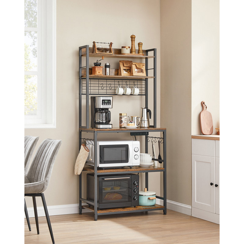 Alcime 80cm W Stainless Steel Standard with Microwave Compatibility, Rustic Brown/Black