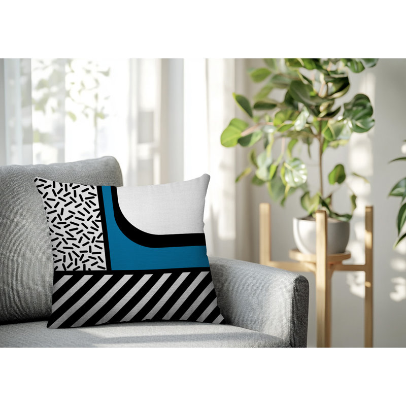 Oreiller carré réversible intérieur / extérieur Jazzo, Turquoise, Carré 18 po