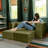 Shontae Zipline Convertible Compression Sleeper Loveseat, Ottomans & Pillows, Textured Microvelvet-24779928
