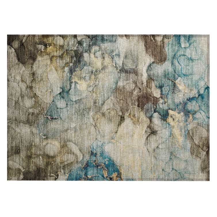 Machine Washable Indoor/Outdoor Xhevrie Brown Rug