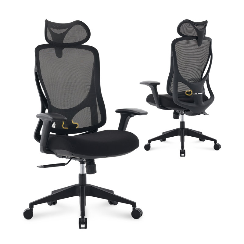 Nouhaus Apertura Ergonomic High-Back Mesh Office Chair with 3D Armrests - Modern Black Desk Chair with Adjustable Lumbar Support
