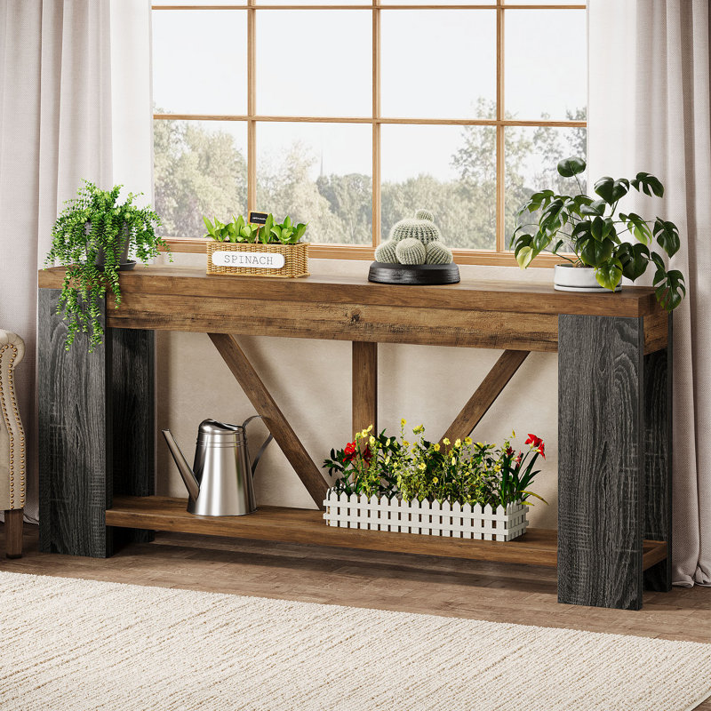 70.9" Extra Long Console Table, Wood Entry Table with Storage