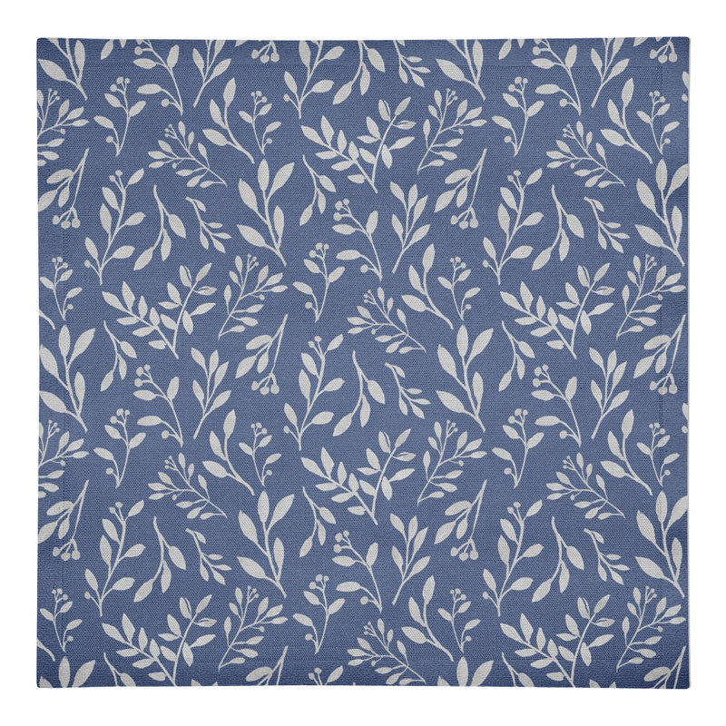 Serviette Chilyn à motif floral délicat 7445-BQ, Bleu marine
