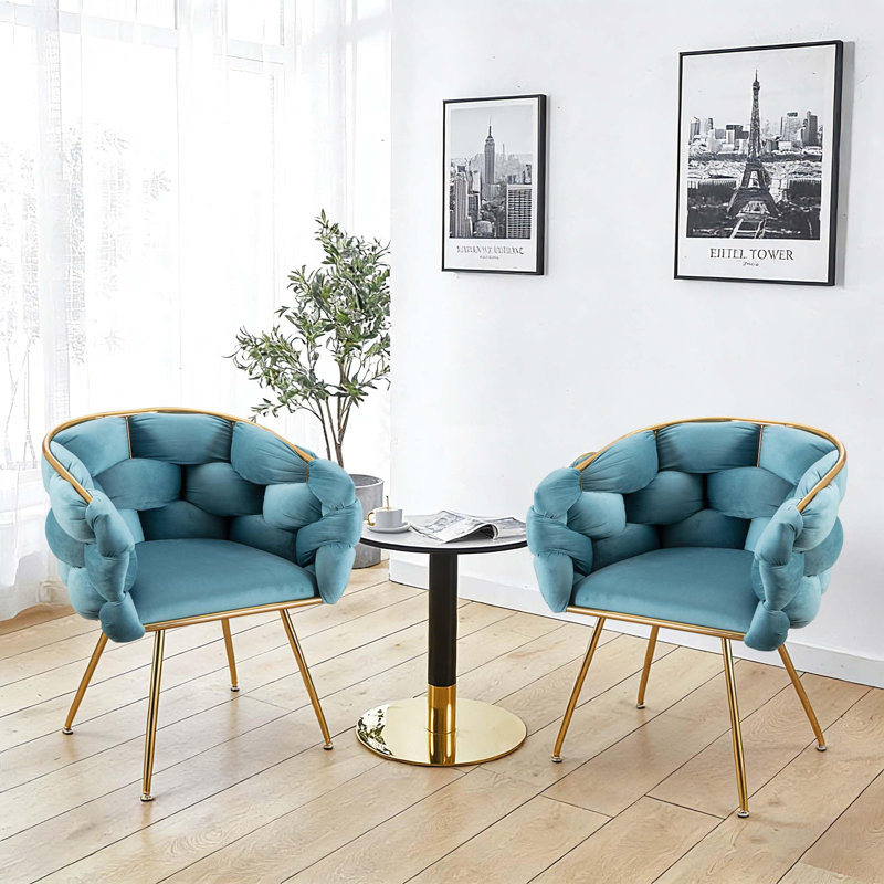 Ensemble de 2 chaises de salle à manger rembourrées Modern, Bleu
