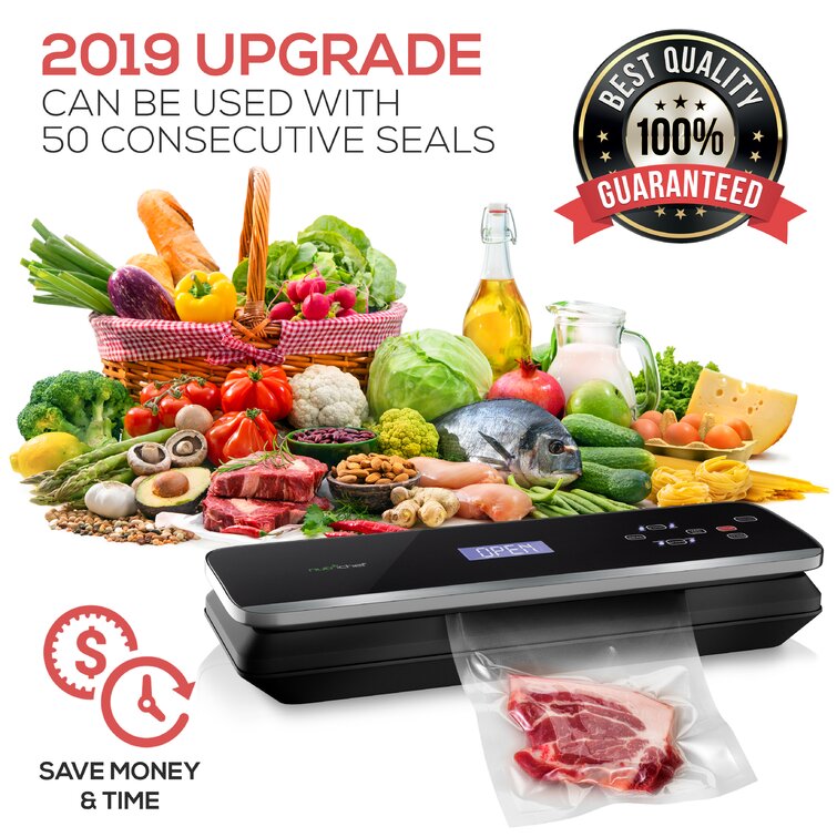 Ovente Automatic Vacuum Sealer Machine with Sealing Bags and Tube, Compact and Portable, Easy to Use Design, Airtight Suction System Perfect for