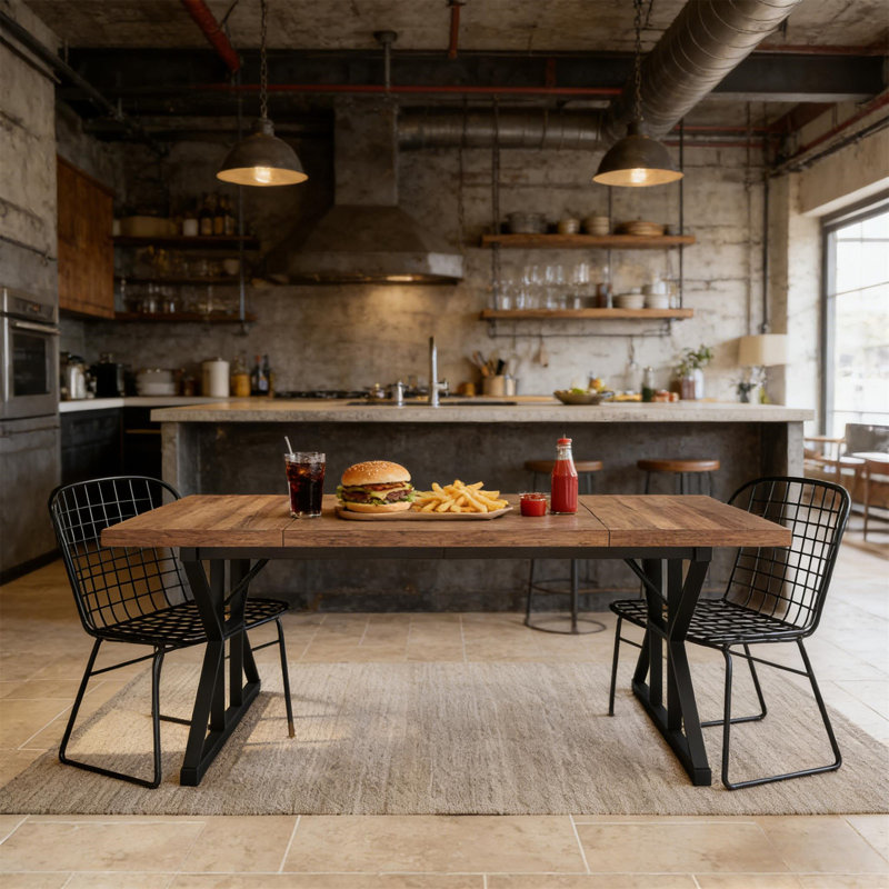 Versatile Dining Table (Not Including Chair), Walnut, Black