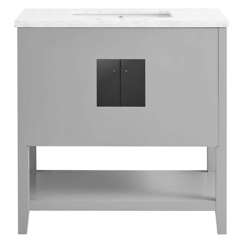 Sheraton 36" Freestanding Standard Single Bathroom Vanity with Top, Gray, Brushed Nickel