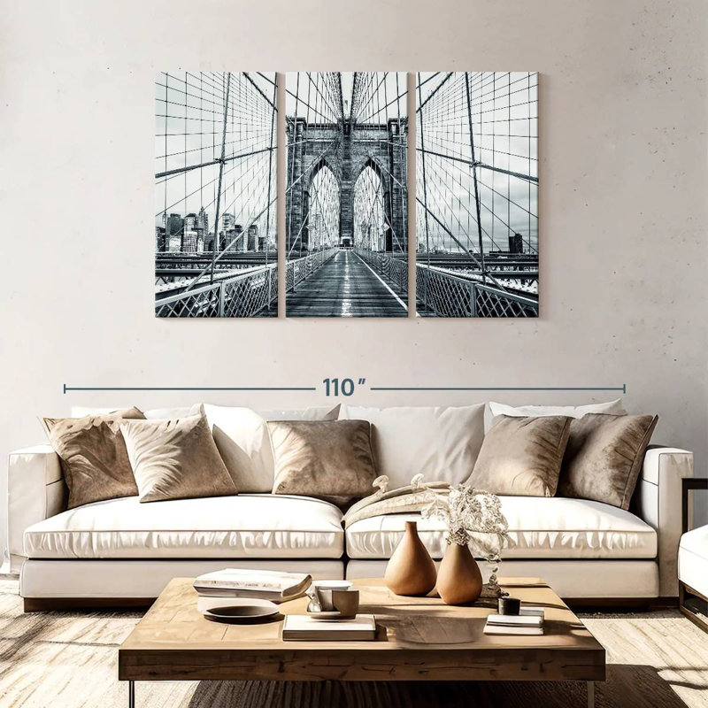 Pont de Brooklyn monochrome, H 48 po x l 74 po