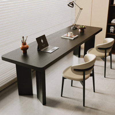 Bureau d'écriture rectangulaire en bois massif noir