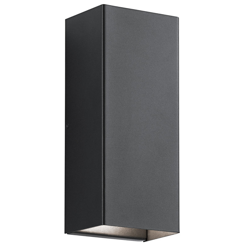 Dace 12" 1-Light Textured Black LED Outdoor Wall Lantern, Textured Black