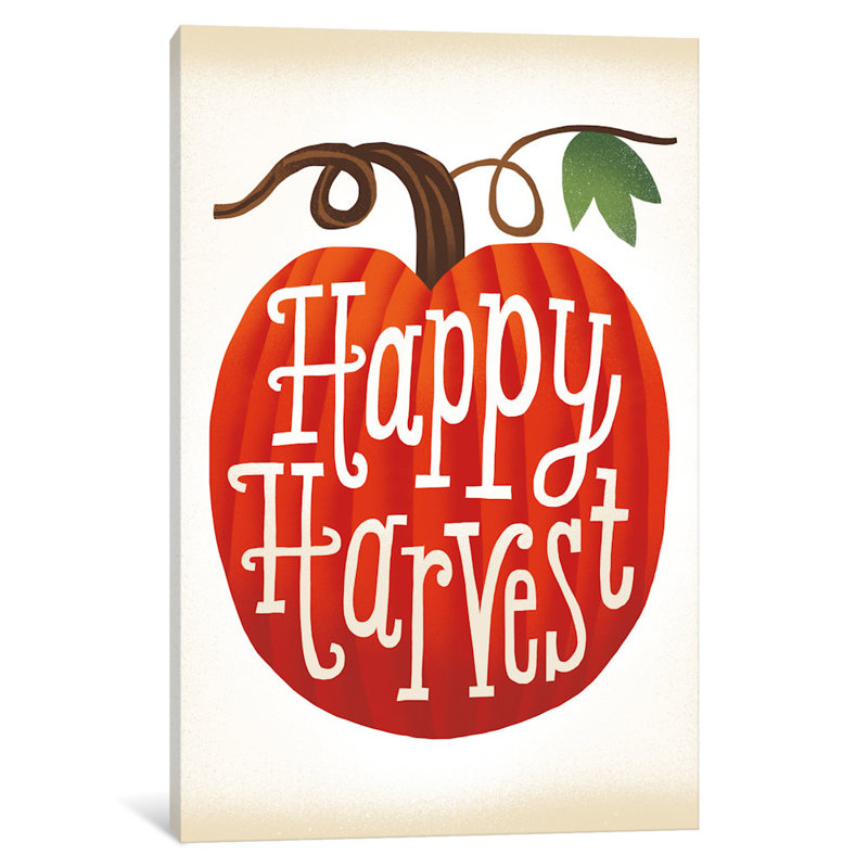 « harvest time series : happy harvest », art textuel sur toile, H 12 po x l 8 po x P 0,75 po, Toile tendue, Pas de tapis