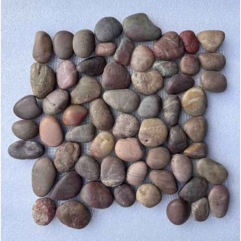  12" x 12" Red Cranberry River Pebbles Mosaic Sheet Wall & Floor Tile