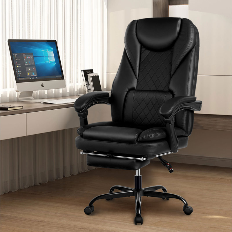 Azteca Ergonomic Executive Chair with Retractable Footrest, Black
