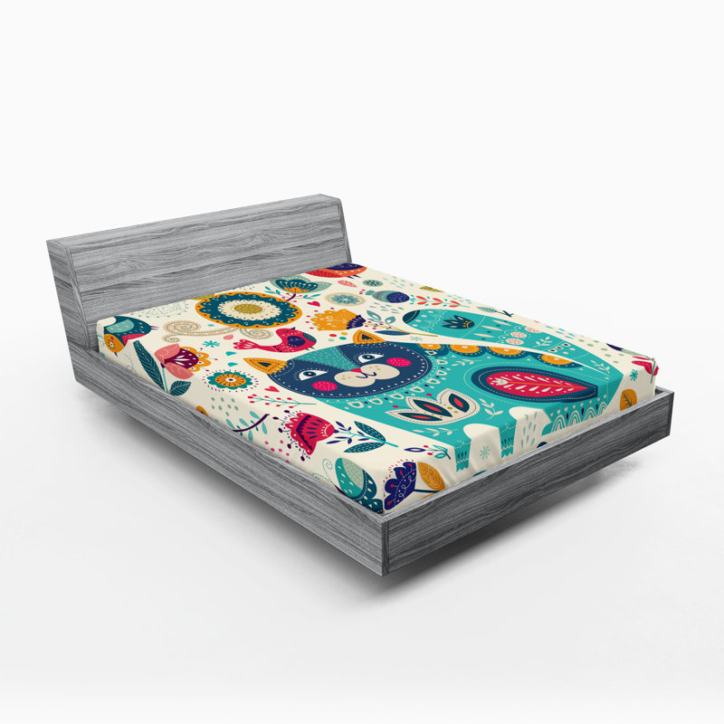 Multicolore Ambesonne, Drap-housse de taille double