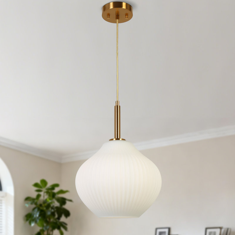 Luminaire suspendu en verre 1 lumière Jonny, Laiton poli