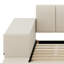 Lit moderne, lit tapissier au sol avec bureau de chevet et tabouret-129230331