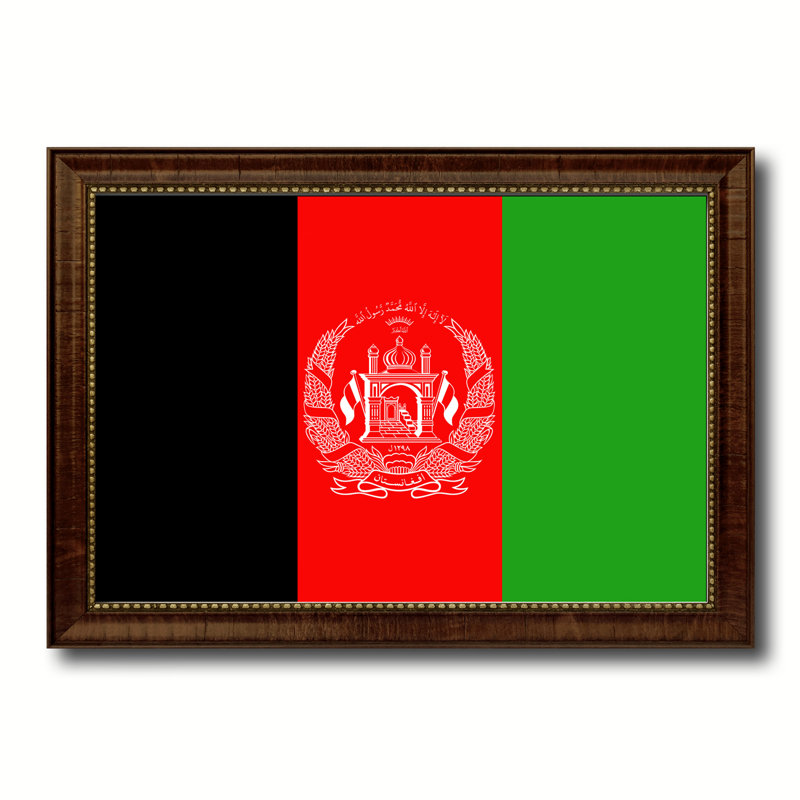 "afghanistan country flag" , reproduction d’art sur toile encadrée, H 15 po x l 21 po x P 1 po, Encadrement brun