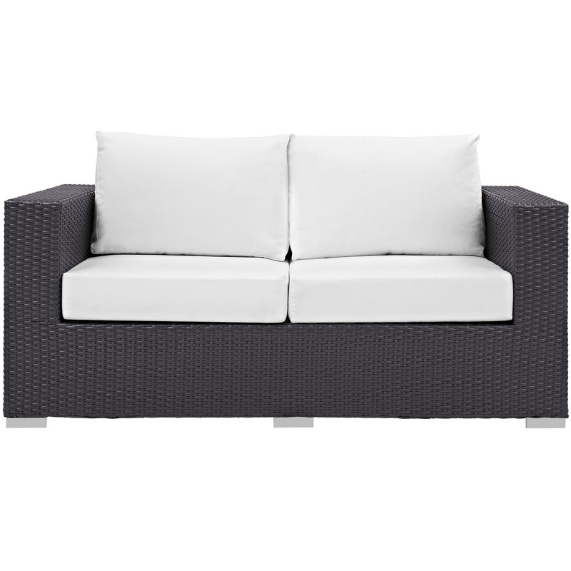 Convene Wicker Rattan Outdoor Patio Loveseat by Modway, White