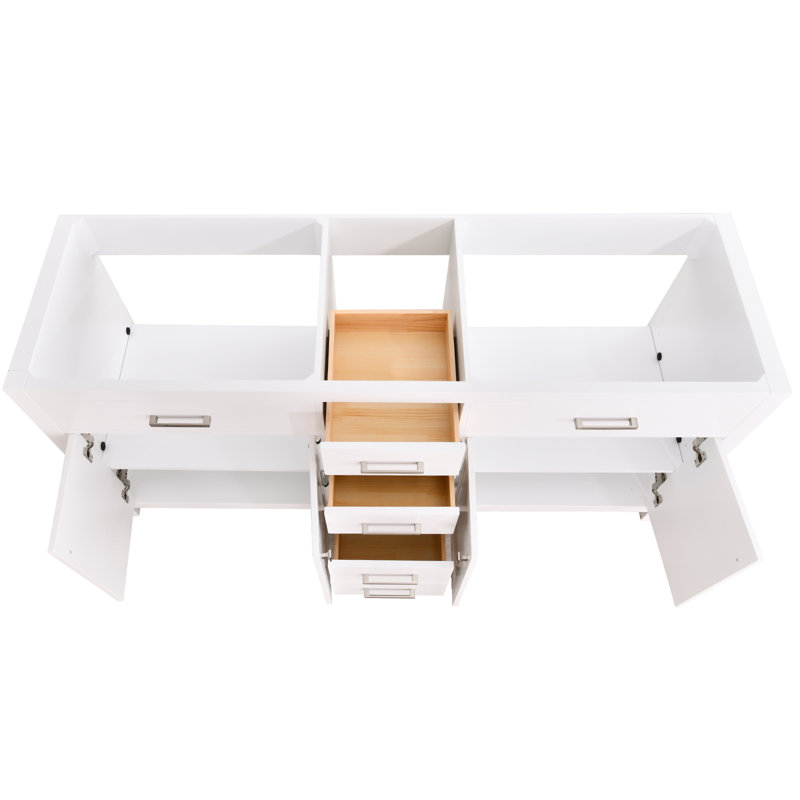 Meuble-lavabo 72 po avec comptoir en marbre d'ingénierie et lavabos doubles blancs