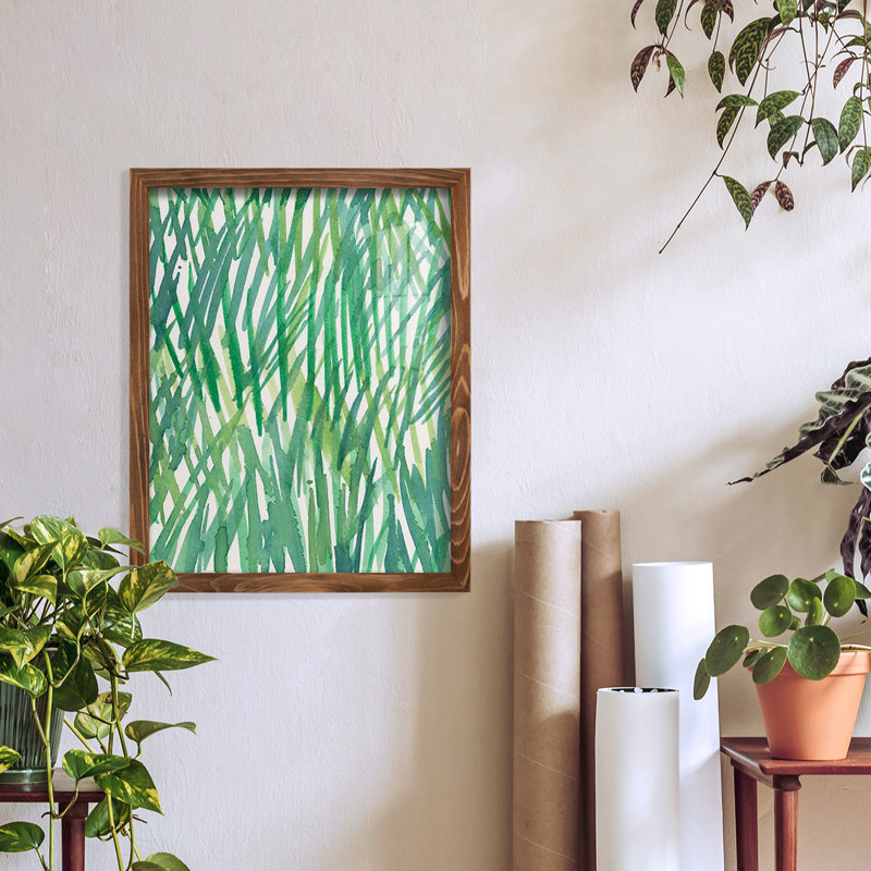 Just Grass I - imprimé, H 15 po x l 12 po x P 1 po, Papier, cadre noyer