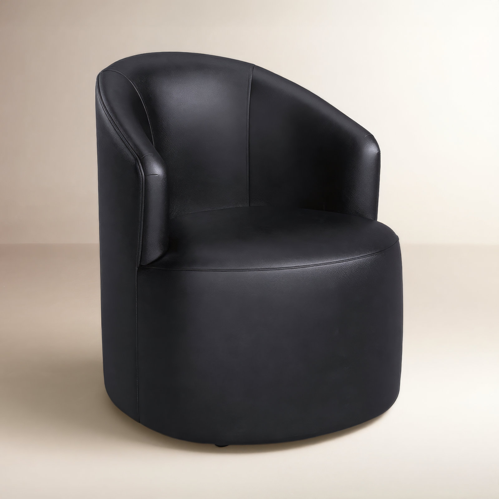 Deryn Upholstered Swivel Barrel Chair, Revelation Steel Top Grain Genuine Leather