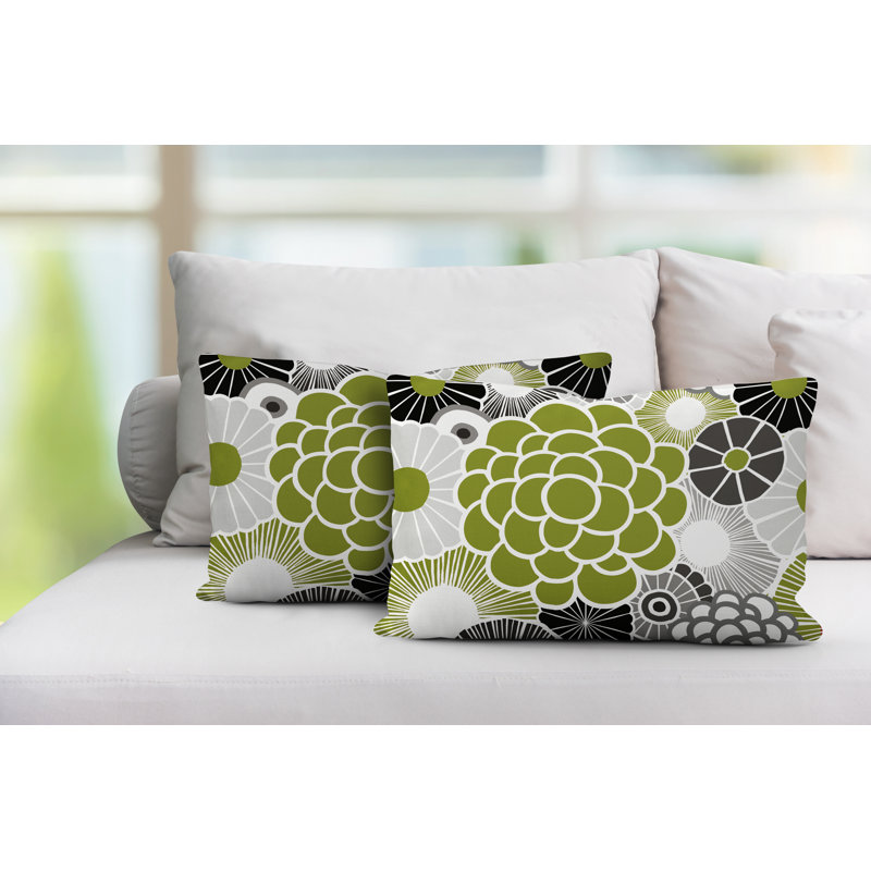 Floral Indoor/Outdoor Lumbar Pillow, Chartreuse