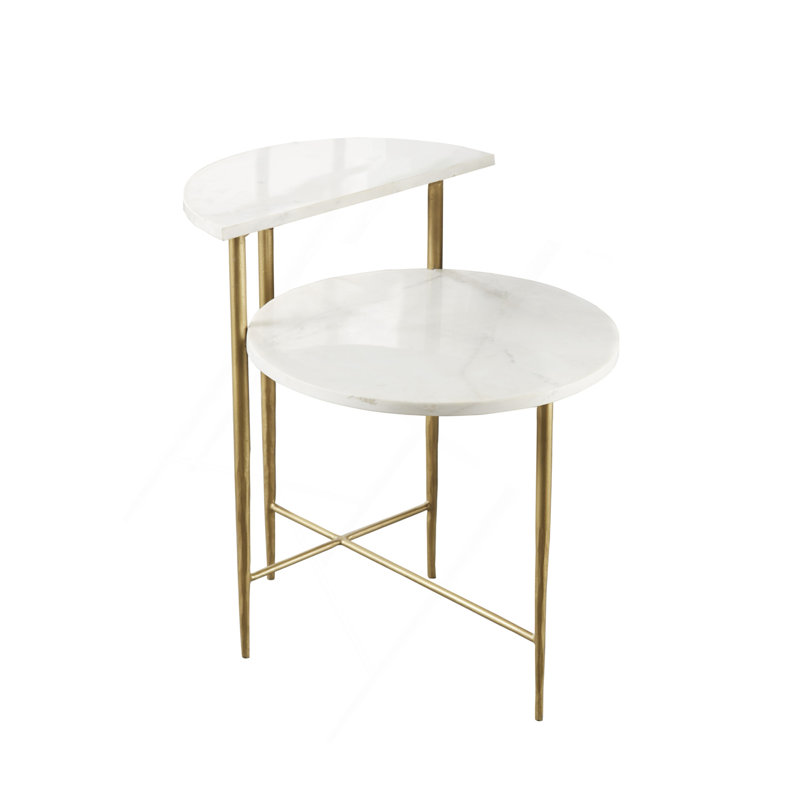 Table de bout avec plateau en marbre blanc - blanc