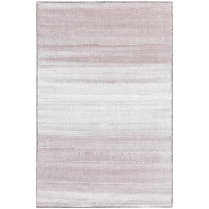 Abstract Machine Washable Polyester/Cotton Area Rug in Cream/Ivory, Rectangle 2'8" x 4'
