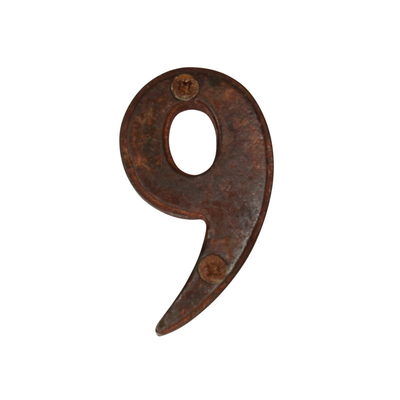 Numéro de maison de 2,8 po, Rouille, 9