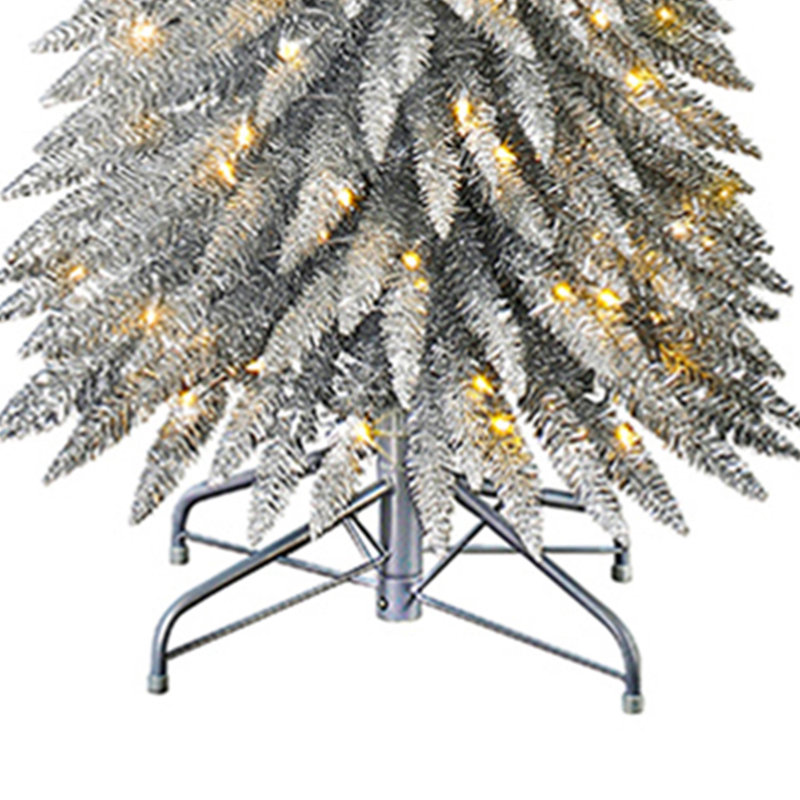 Home Heritage Pencil Artificial Tinsel Christmas Tree, 9', Silver