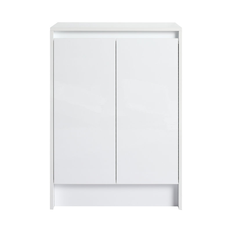 Armoire de rangement autoportante 24 po, 2 portes à fermeture douce, blanc brillant (emballage KD)