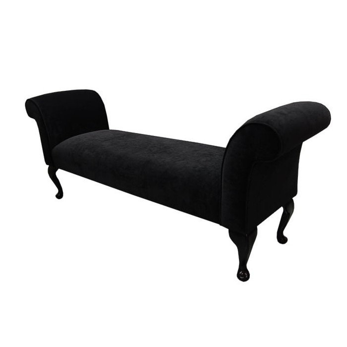 Upholstered Storage Bench, Solid Colour, Black