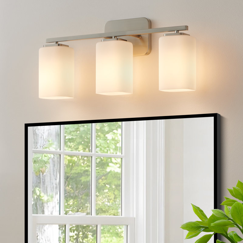 Éclairage pour meuble-lavabo à intensité variable Kagan, Nickel brossé, 3, Blanc