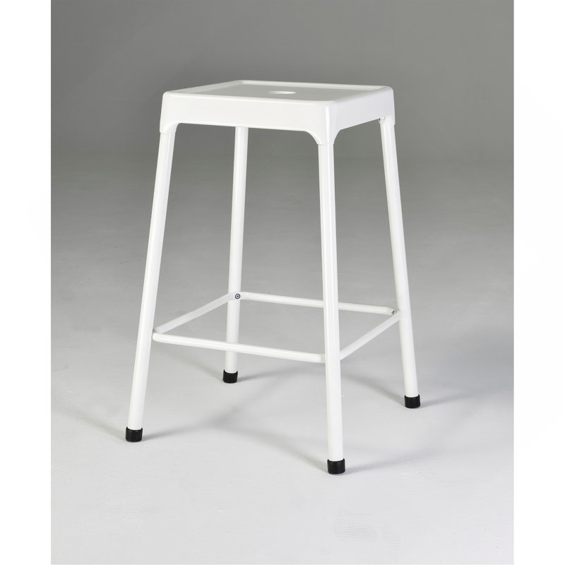 Tabouret de comptoir en métal thermolaqué blanc, ensemble de 2