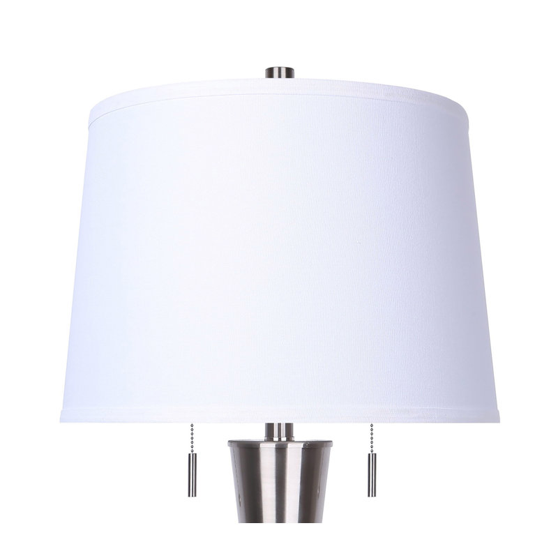 Ensemble de lampes de table en laiton 30,25 "avec USB, Nickel brossé