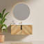 Ensemble meuble-lavabo suspendu simple de 91 cm (36 po) avec lavabo en céramique blanche et armoire à chevrons en bois-334507402-480158582