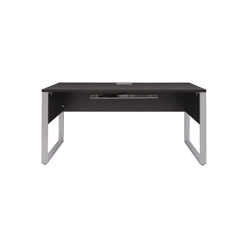 Bureau avec prises intégrées Maysey, H 28,7 po x l 71 po x P 32 po, Espresso / Argent