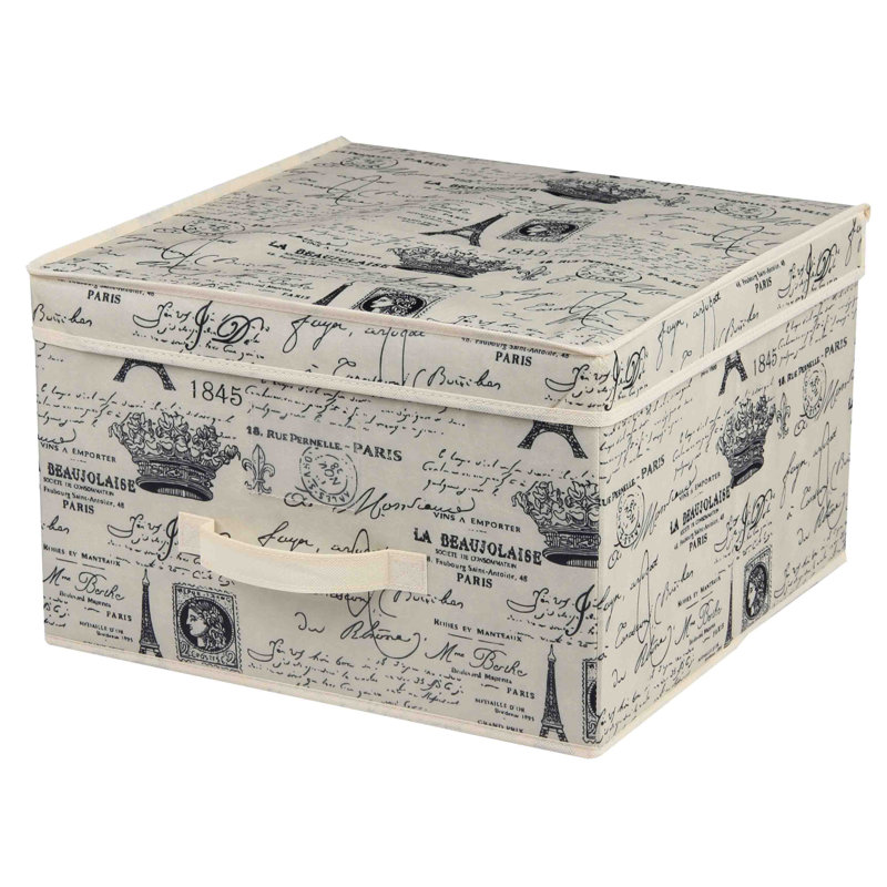 Home Basics Fabric Decorative Bin, 10" H x 16" W x 12" D, 1