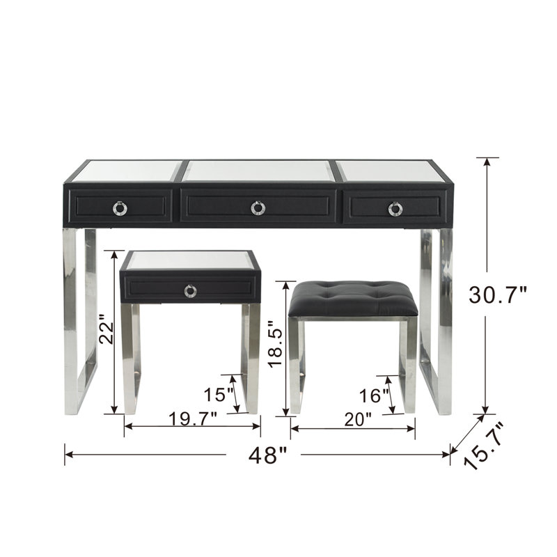 48'' Glass Top Console Table