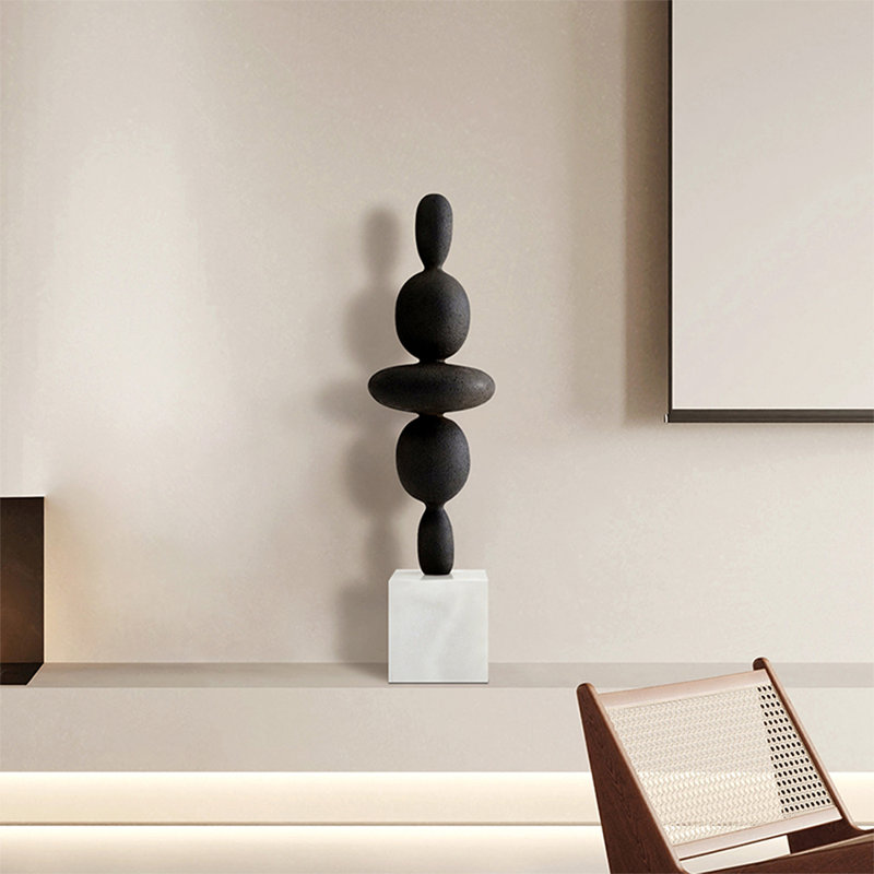 Noir, blanc, objet décoratif moderne en bois massif