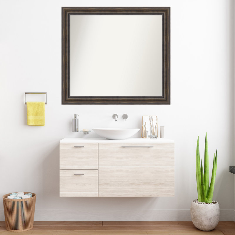 Miroir mural en bois massif Bostynn, Rectangle, H 35,5 po x l 39,5 po