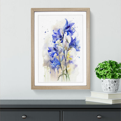 Bluebell Flower Gestural - Single Picture Frame Print on Wood