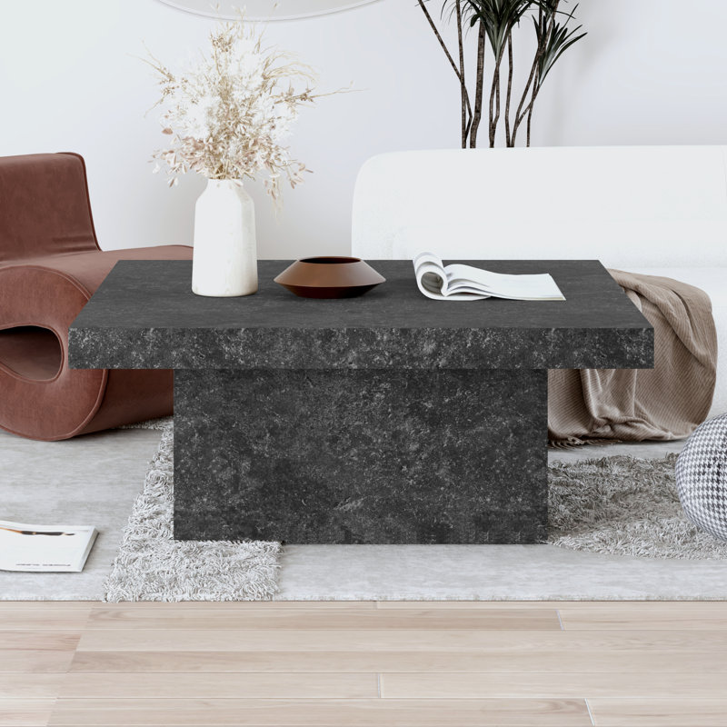 Caomhan Block Coffee Table, Graystone, 16.1" H x 35.4" L x 35.4" W