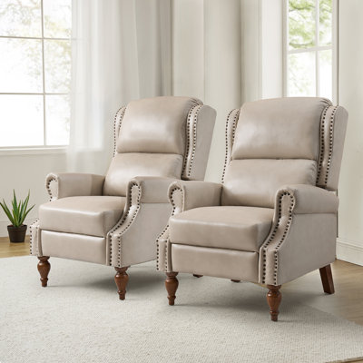 Deondria Vegan Leather Manual Push Back Recliner (Set of 2)